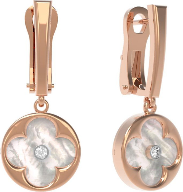 Серьги из золота c бриллиантами и перламутром