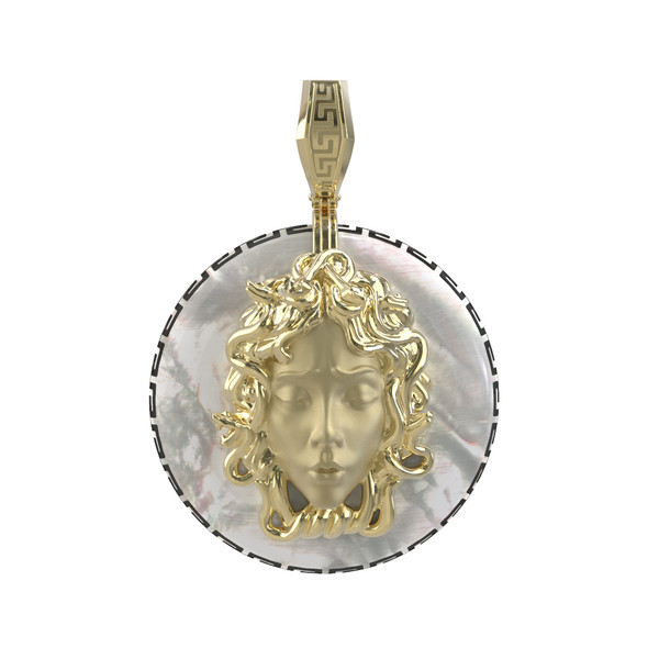 Подвеска из лимонного золота c эмаль и перламутром