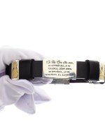 Браслет из серебра 925 пробы и золота 750 пробы c кожаным шнурком