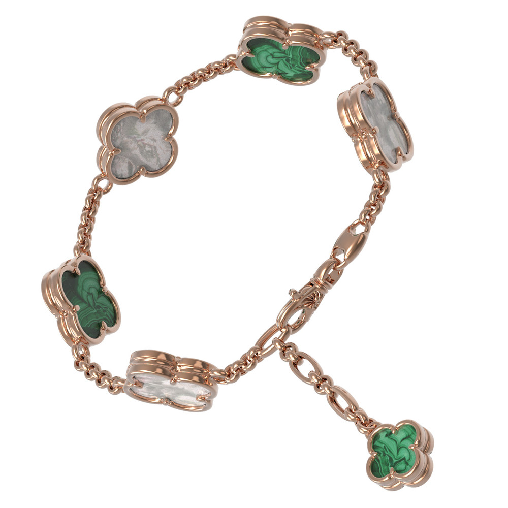 Браслет из золота c малахитом и перламутром