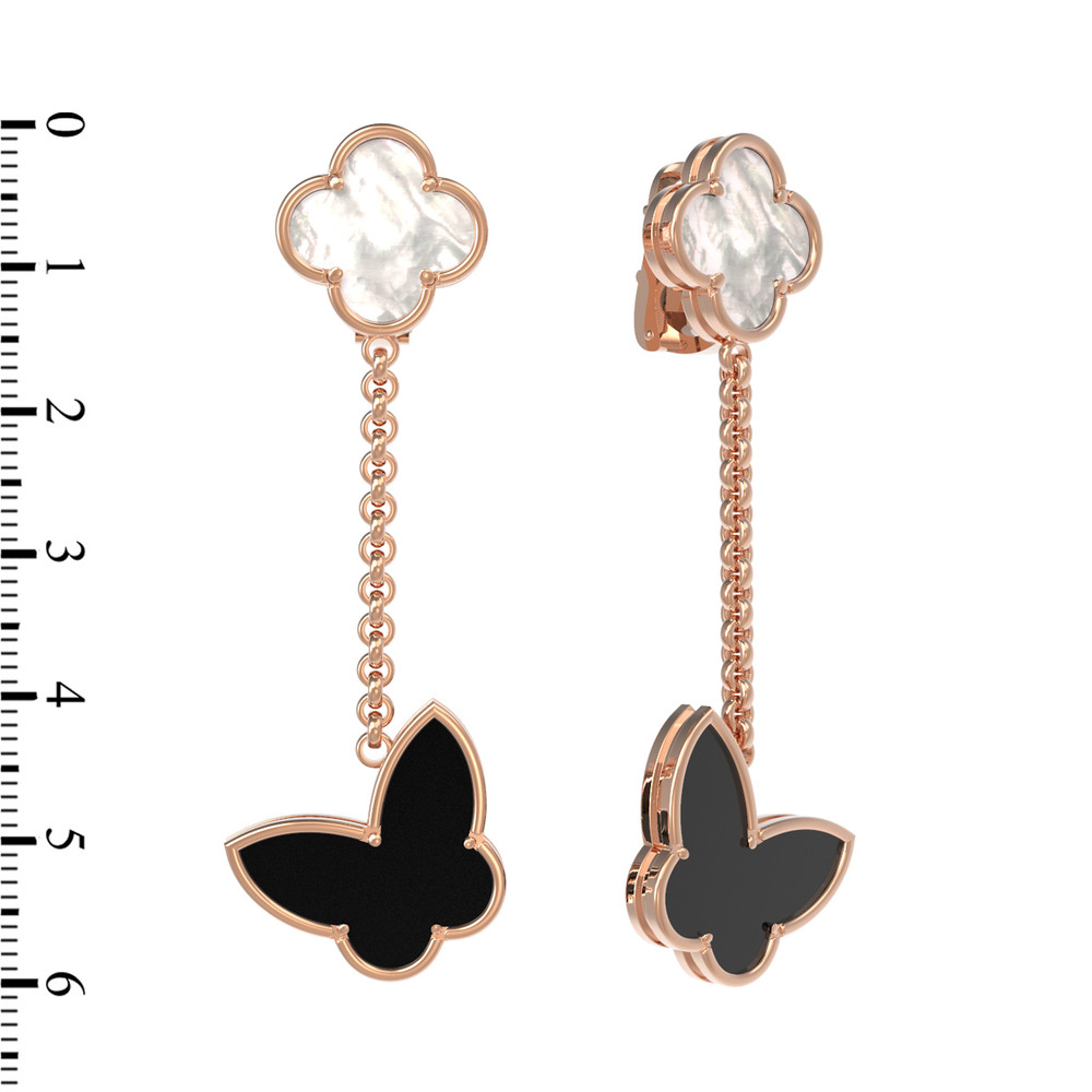 Серьги из золота c ониксом и перламутром