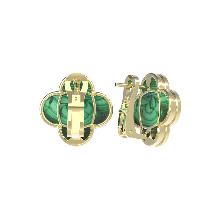 Серьги из лимонного золота c малахитом