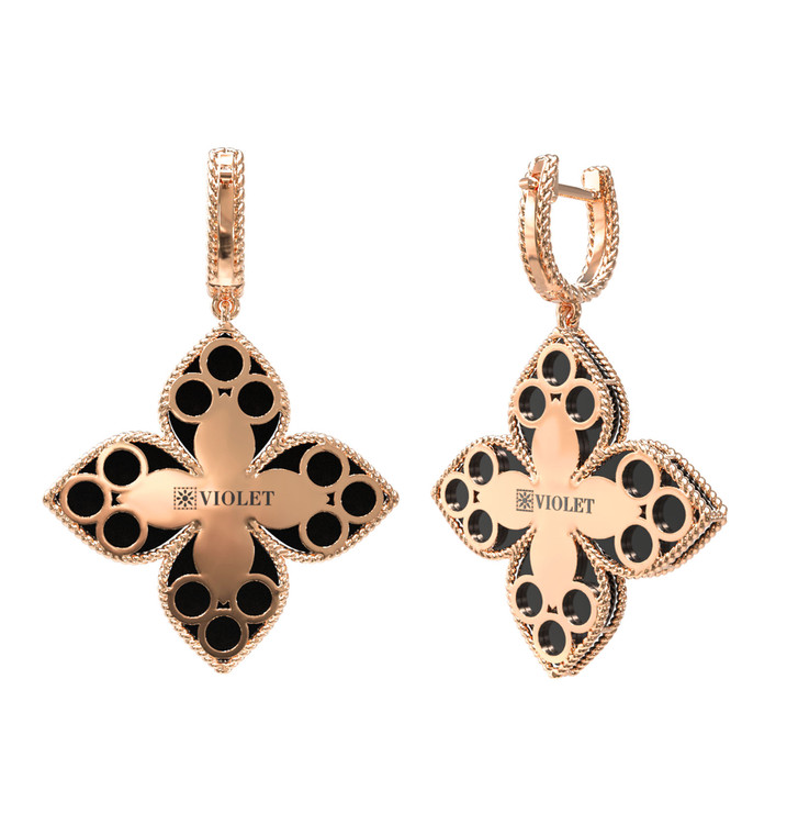 Серьги из золота c бриллиантами и ониксом