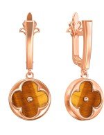 Серьги из золота 585 пробы c тигровым глазом