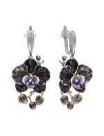 Серьги из белого золота 585 пробы c эмалью