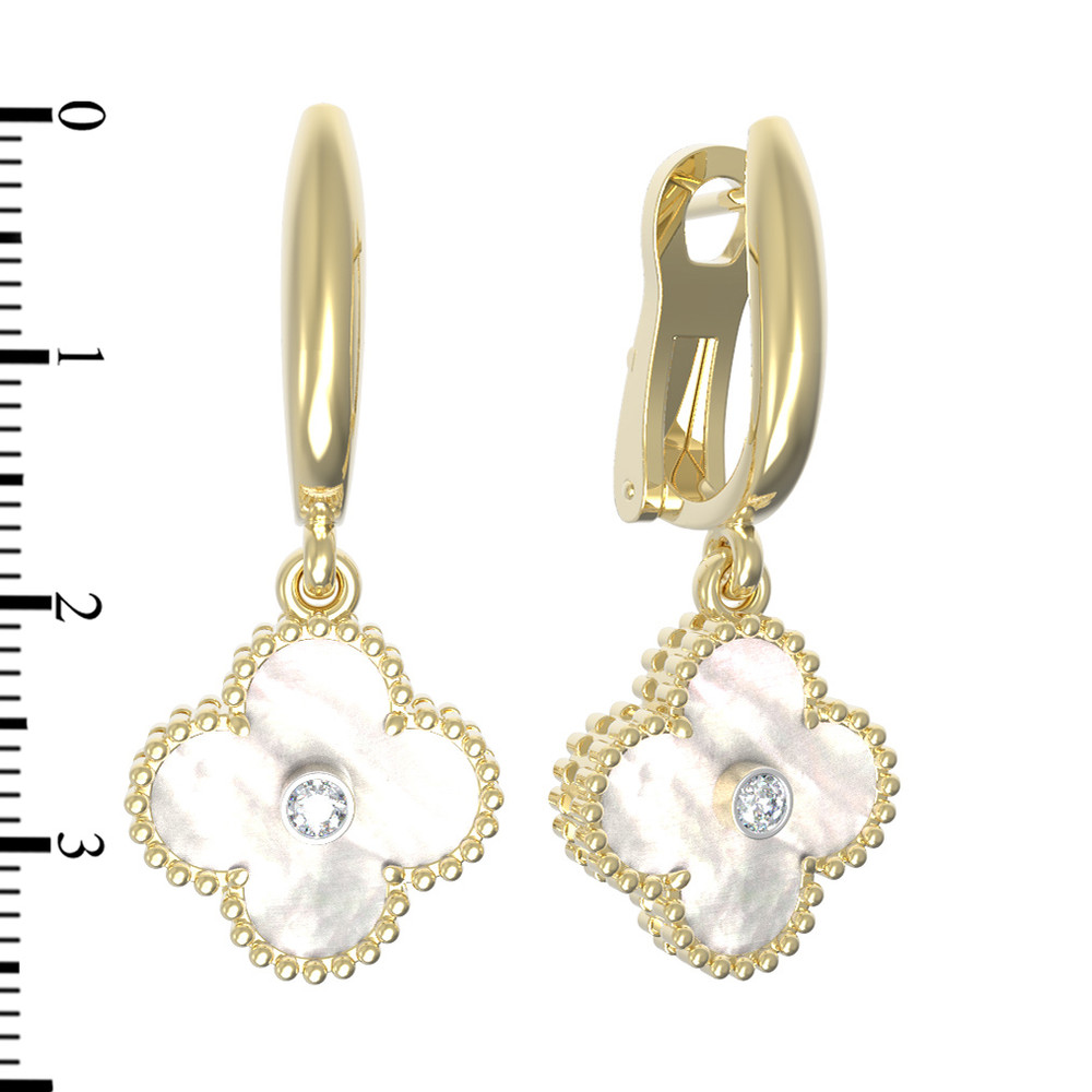 Серьги из лимонного золота c бриллиантами и перламутром