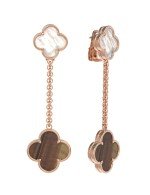Серьги из золота 585 пробы c тигровым глазом и перламутром