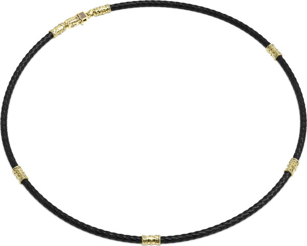 Шнурок кожаный из лимонного золота c кожаным шнурком