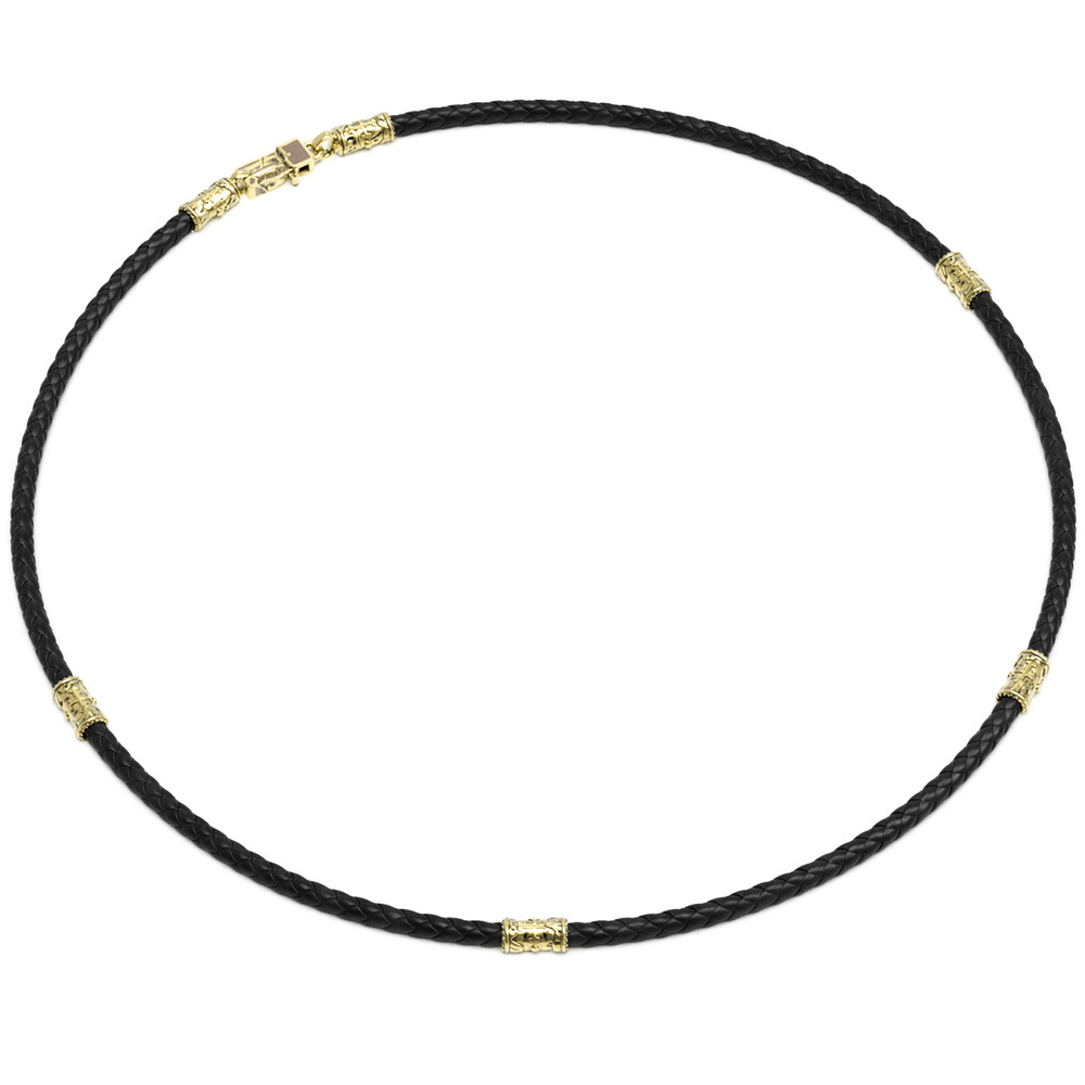 Шнурок кожаный из лимонного золота c кожаным шнурком