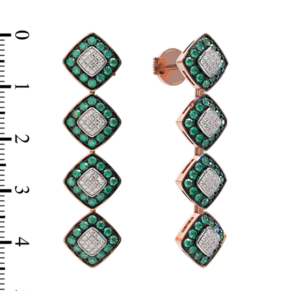 Серьги из золота c бриллиантами и изумрудом