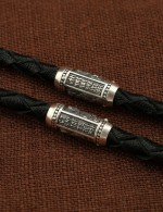 Гайтан из серебра 960 пробы c кожаным шнурком