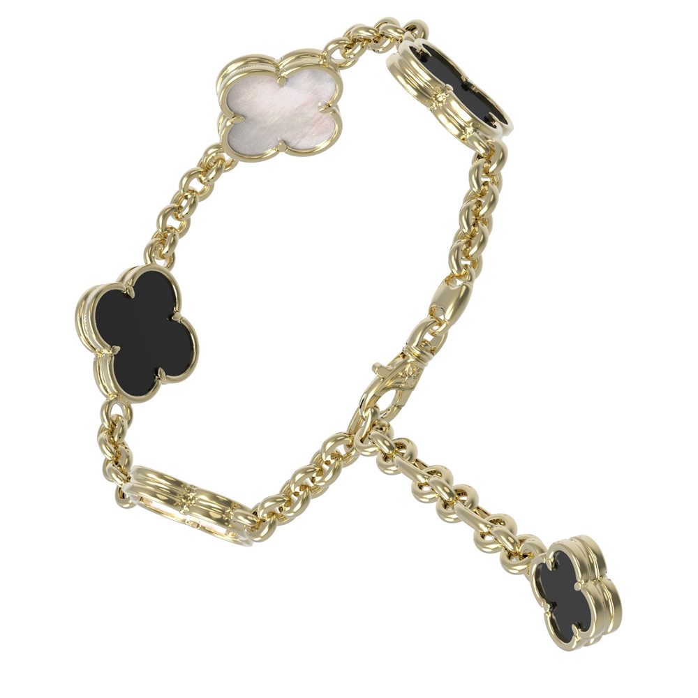 Браслет из лимонного золота c ониксом и перламутром