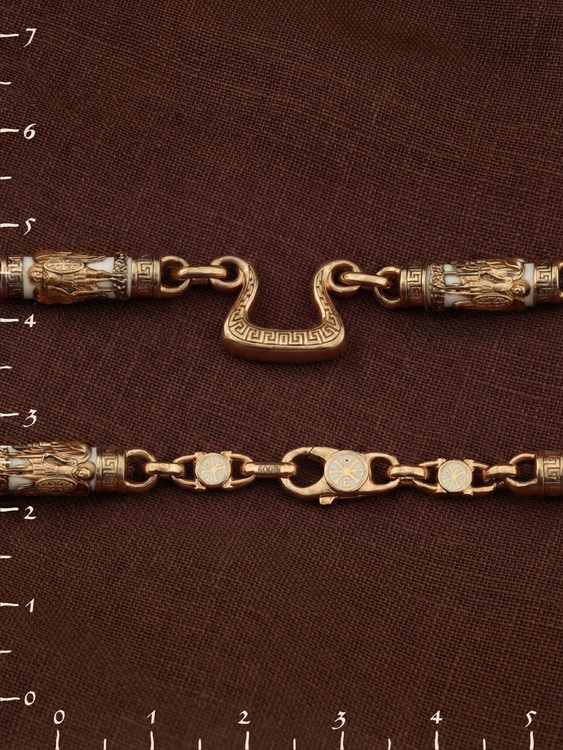 Цепь из золота c эмаль и бивнем мамонта