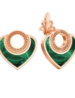 Серьги из золота 585 пробы c малахитом