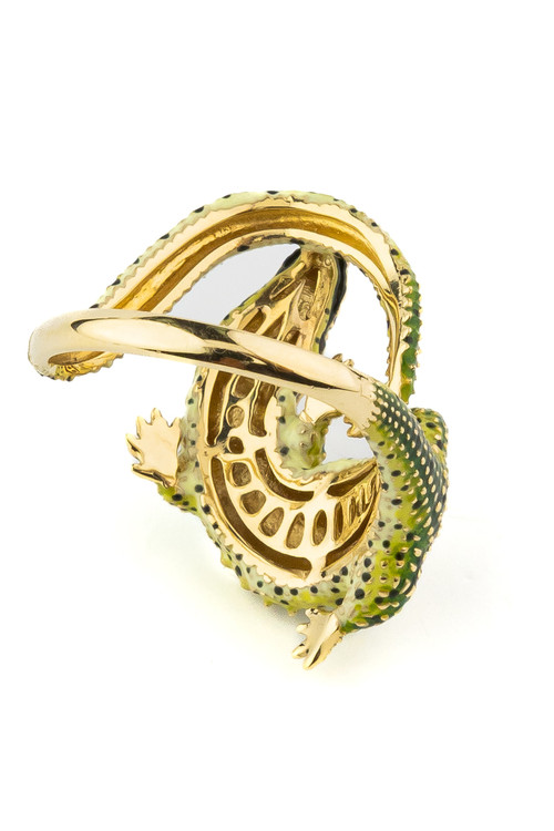 Кольцо из лимонного золота c эмаль