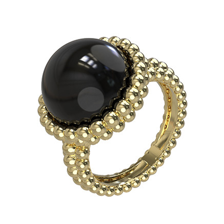 Кольцо из лимонного золота c ониксом