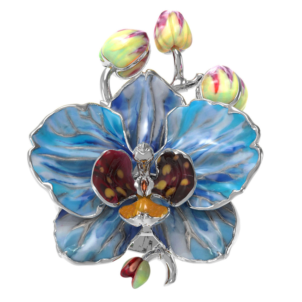 Кольцо из белого золота c эмаль