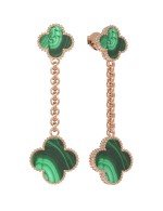 Серьги из золота 585 пробы c малахитом