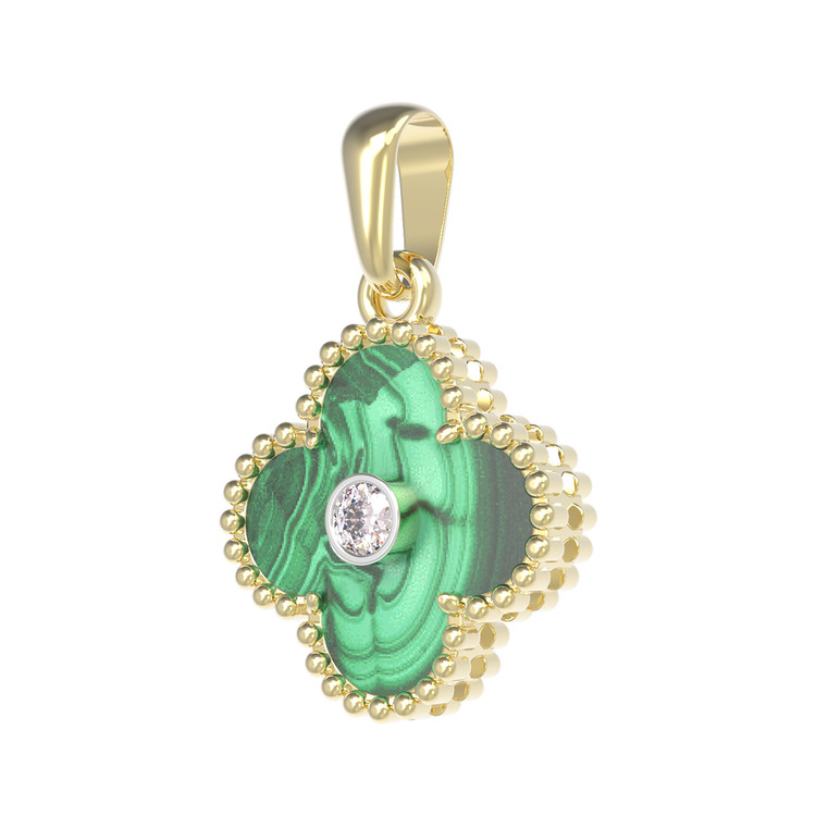 Подвеска из лимонного золота c бриллиантами и малахитом