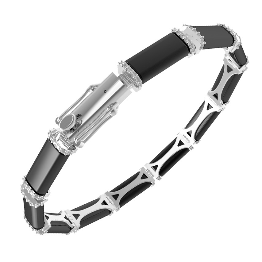 Браслет из белого золота c бриллиантами и ониксом