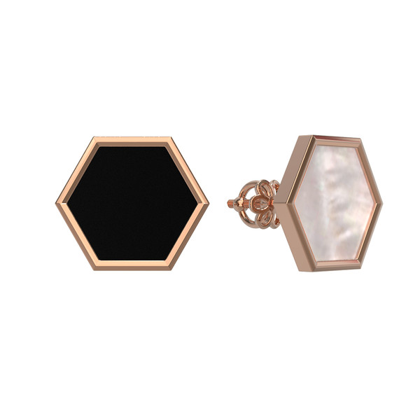 Серьги из золота c ониксом и перламутром