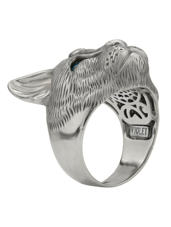 Кольцо из белого золота c эмаль