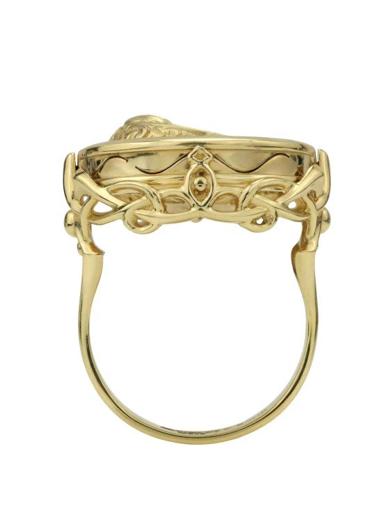 Кольцо из лимонного золота c ониксом и перламутром