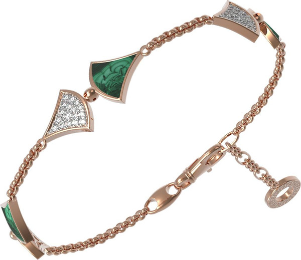 Браслет из золота c бриллиантами и малахитом