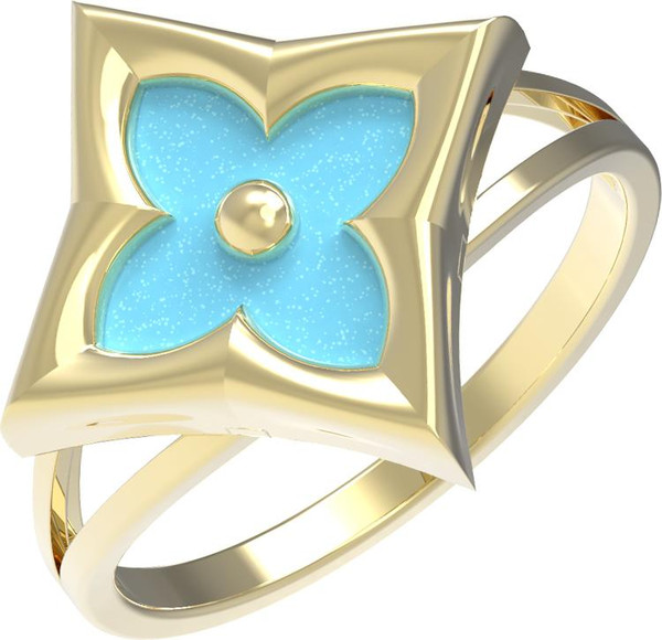 Кольцо из лимонного золота c бирюзой