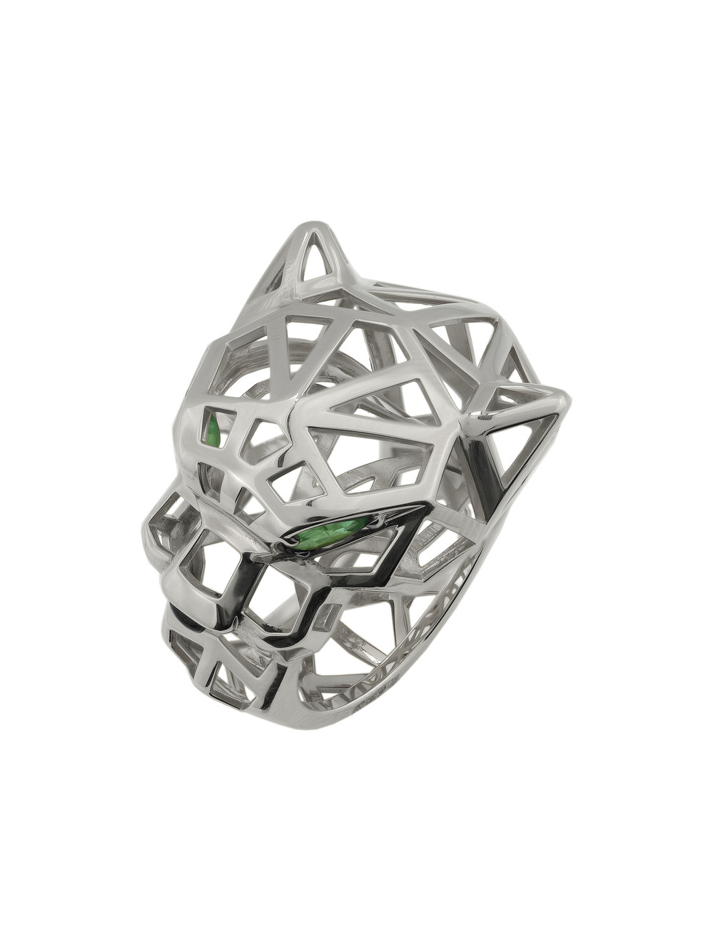 Кольцо из белого золота c изумрудом и ониксом