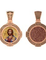 Образок из золота 585 пробы c эмалью и иконописью