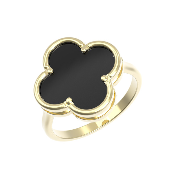 Кольцо из лимонного золота c ониксом