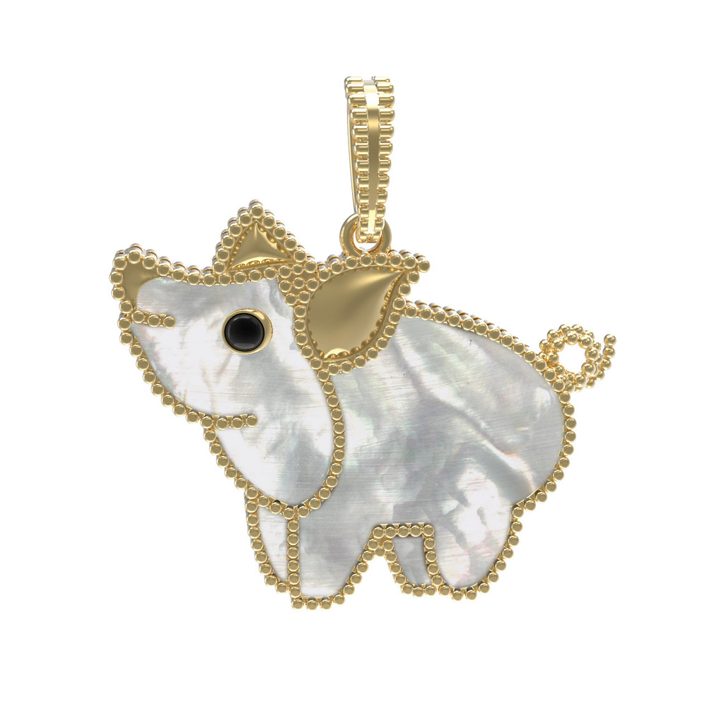 Подвеска из лимонного золота c эмаль и перламутром