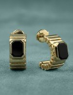 Серьги из лимонного золота 585 пробы c ониксом
