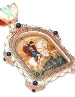 Образок из золота 585 пробы c эмалью и иконописью