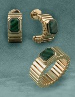 Серьги из золота 585 пробы c малахитом