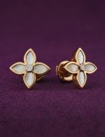 Серьги из золота 585 пробы c бриллиантами и перламутром