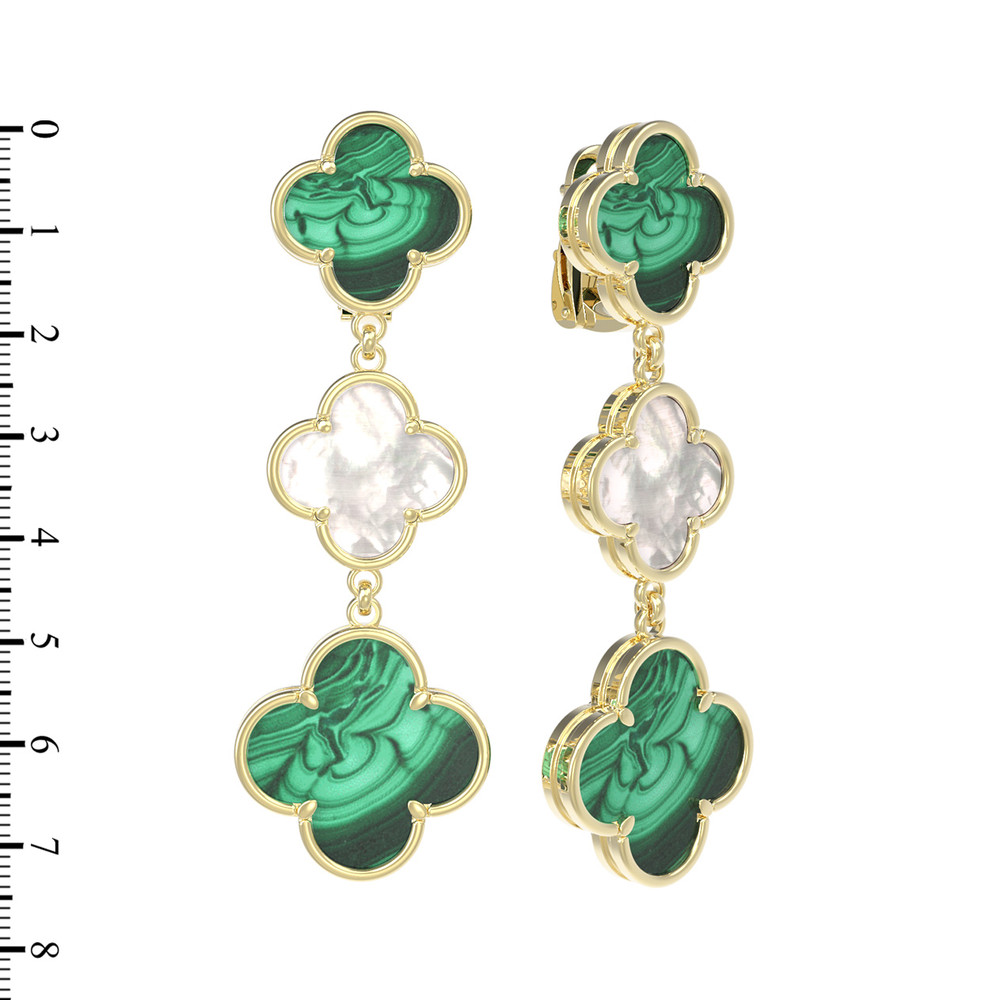 Серьги из лимонного золота c малахитом и перламутром