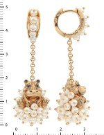 Серьги из золота 585 пробы c эмалью и жемчугом