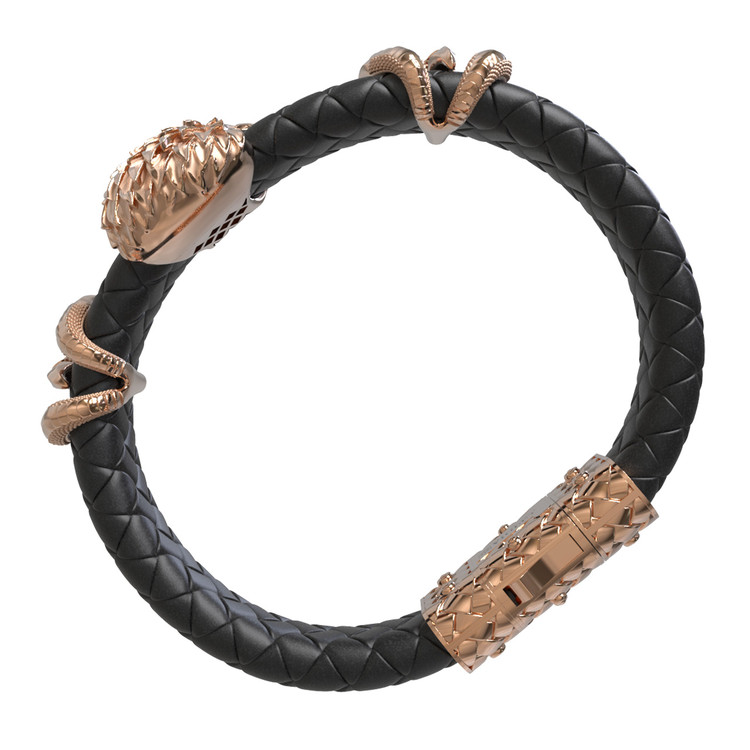 Браслет из золота c бриллиантами и кожаным шнурком