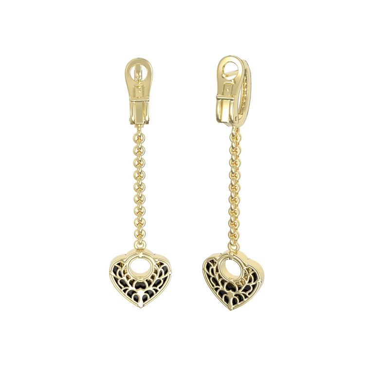 Серьги из лимонного золота c бриллиантами и ониксом