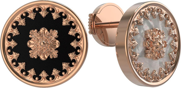 Серьги из золота c ониксом и перламутром