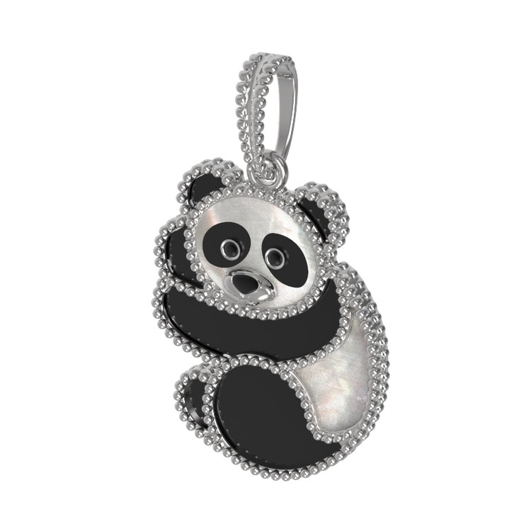 Подвеска из белого золота c эмаль , ониксом и перламутром