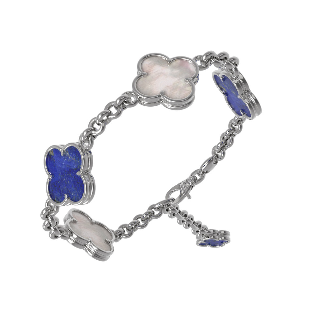 Браслет из белого золота c лазуритом и перламутром
