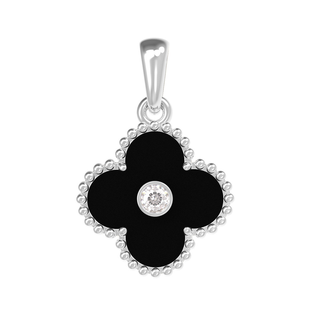 Подвеска из белого золота c бриллиантами и ониксом