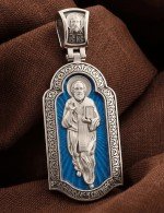 Образок из белого золота 585 пробы c эмалью