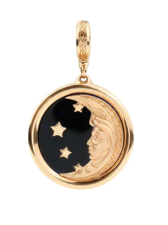 Подвеска из золота c ониксом и перламутром