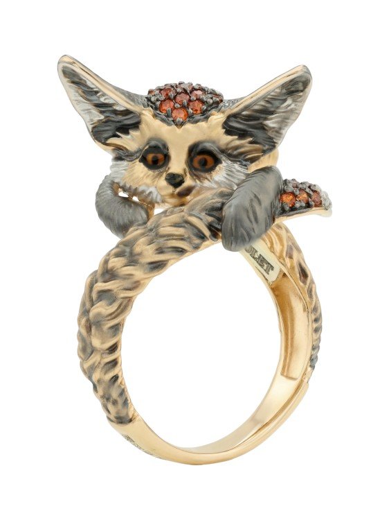 Кольцо из лимонного золота c эмаль и фианитом