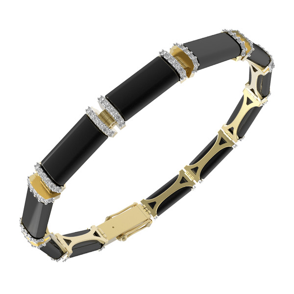 Браслет из лимонного золота c бриллиантами и ониксом
