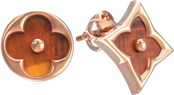 Серьги из золота 585 пробы c тигровым глазом